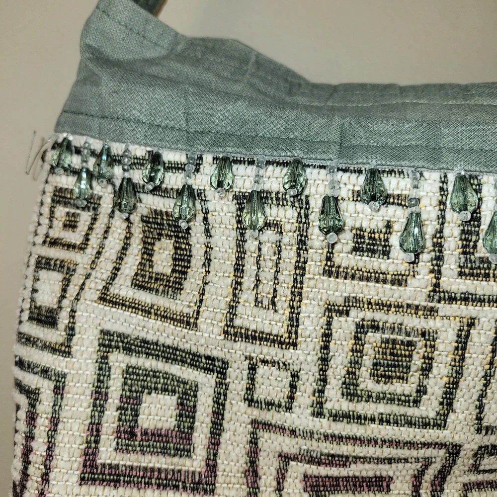 Carolyn Y2K Beaded Shoulder Bag Woven Geometric Boho Hobo Early 2000s‎